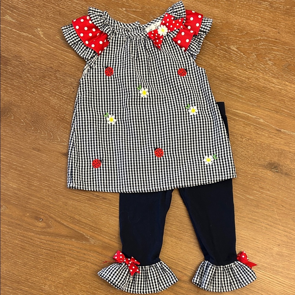 Rare Editions Red and Black Gingham Kids Matching Set